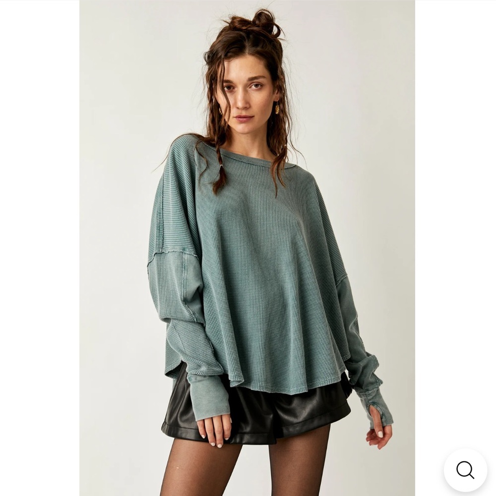 Free People Green Long Sleeve Top